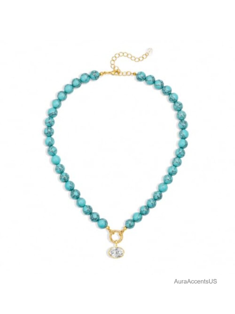 FILMOON Natural Stone Beaded Choker Necklace Detachable Crystal Pendant Boho